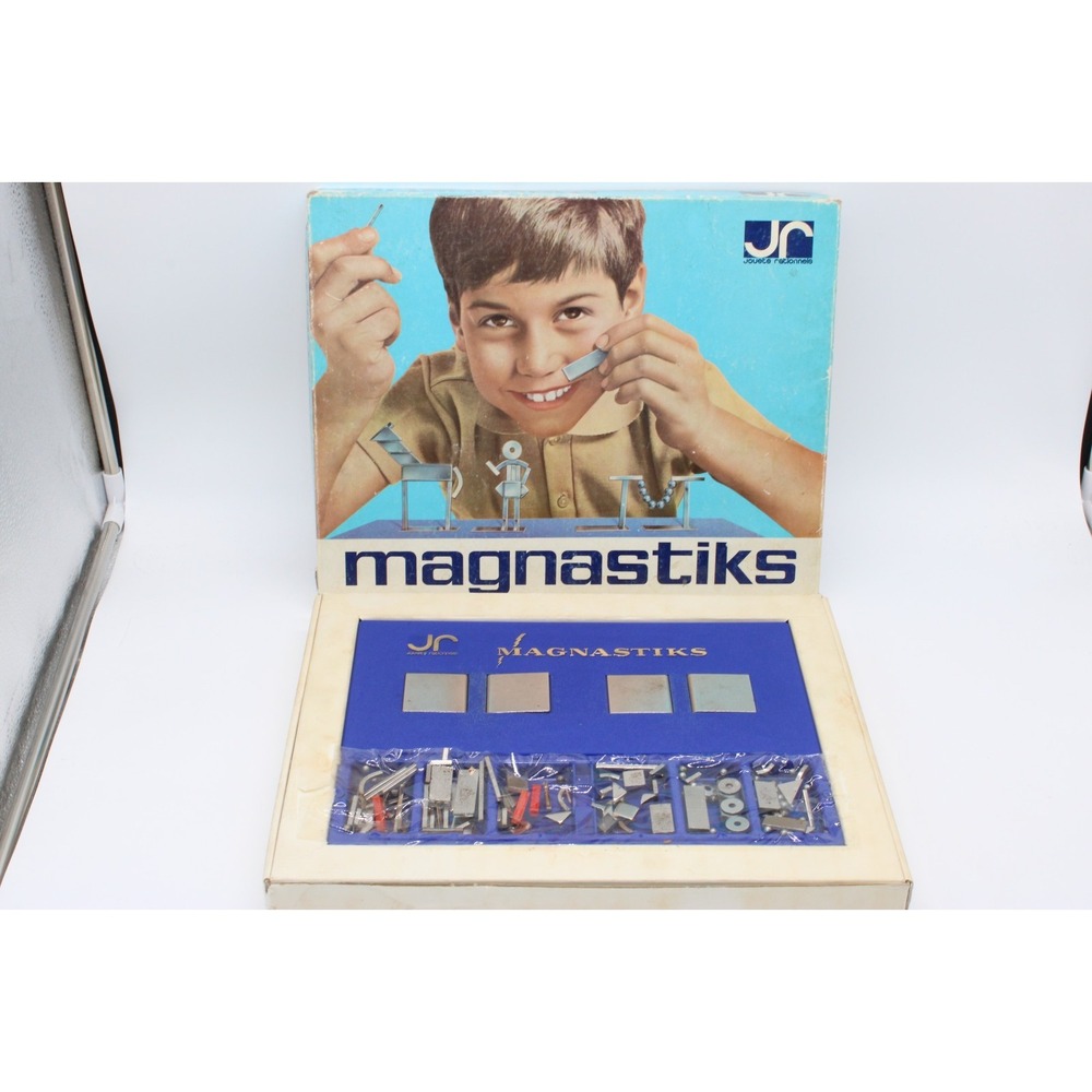 Magnastiks Jouete Rationnele 1968 Vintage Magnetic French Construction Game